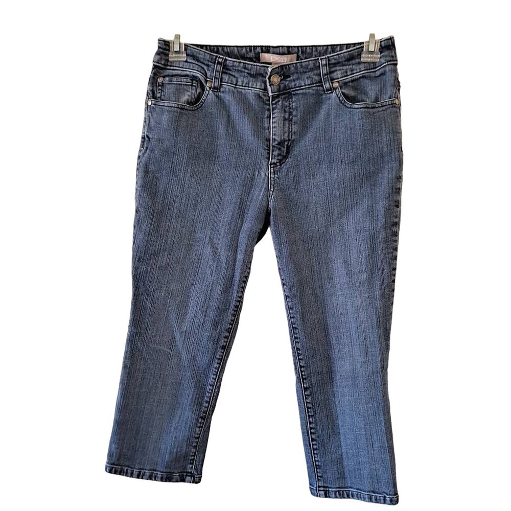 Chico's Mid Wash Crop Denim Jeans Pants w Embroidery - Chico's Size 1 (US 8)
